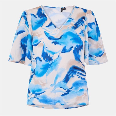 Vero Moda - Women's VM Lovie V-Neck Short-Sleeve Blouse