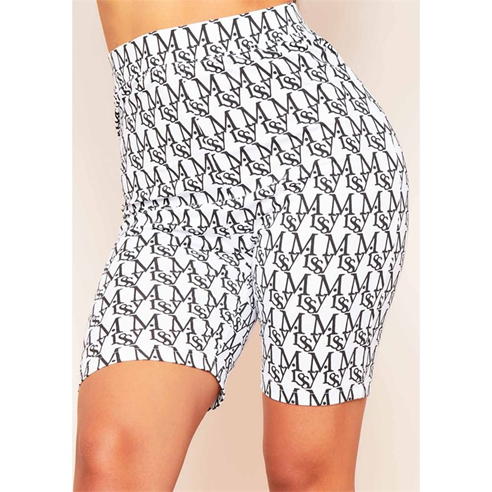 Missy Empire - Waist Missy Print Branded Cycle Shorts