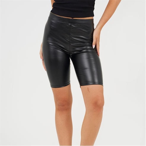 Brave Soul - Womens Black Faux Leather Cycling Short