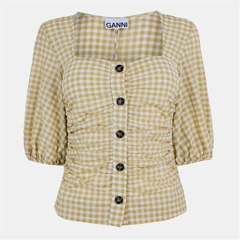 GANNI - Women's Gthrd Short Sleeve Blouse