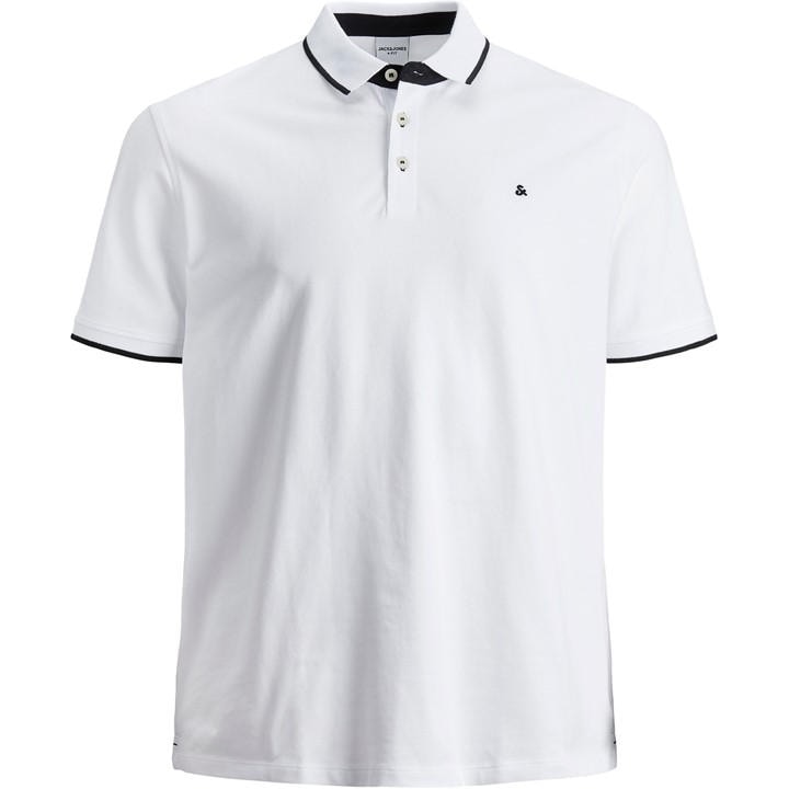JACK & JONES PAULOS TIPPED PIQUE SHORT SLEEVE POLO SHIRT MENS PLUS SIZ