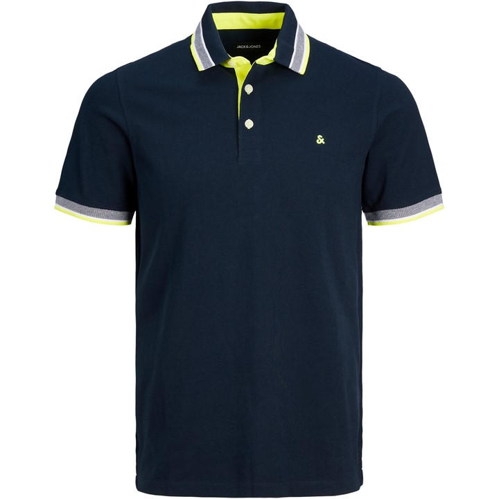 JACK & JONES PAULOS TIPPED PIQUE SHORT SLEEVE POLO SHIRT MENS PLUS SIZ