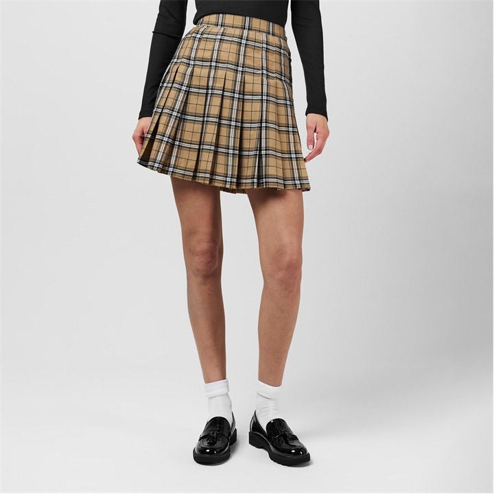FABRIC PLEATED CHECKED SKORT