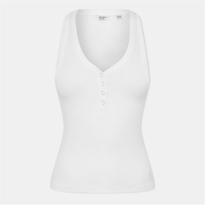 Jack Wills Women's White Polo Henley Vest Size 6