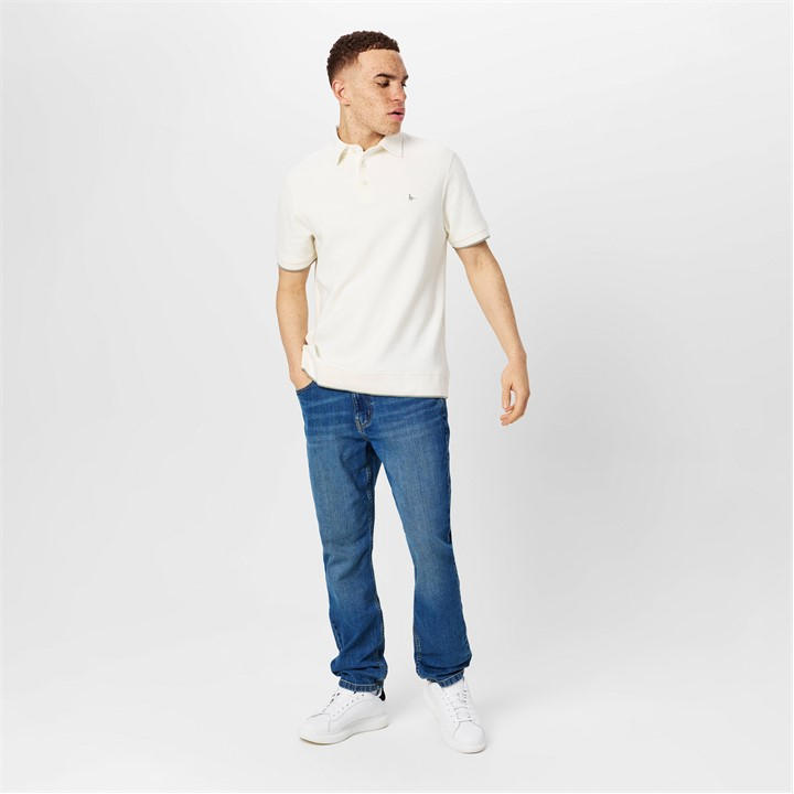 Bone White - Jack Wills - Textured Polo Shirt