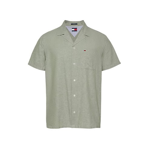 Tommy Jeans - Men's Linen Blend Short-Sleeve Plain Shirt