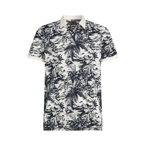 Tommy Hilfiger - Men's All Over Print Linen Short-Sleeve Polo Shirt