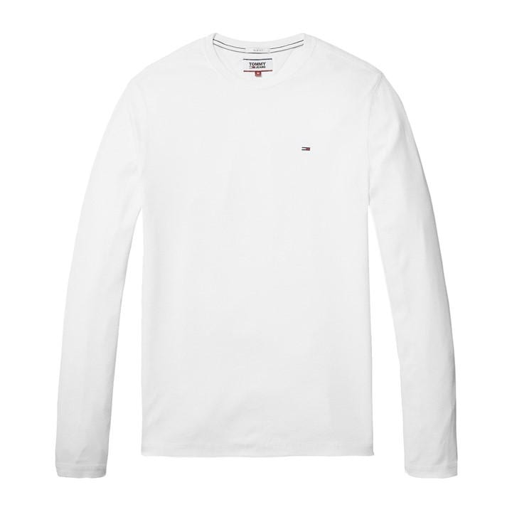 Tommy Jeans Men's White Original Long Sleeve T Shirt Large