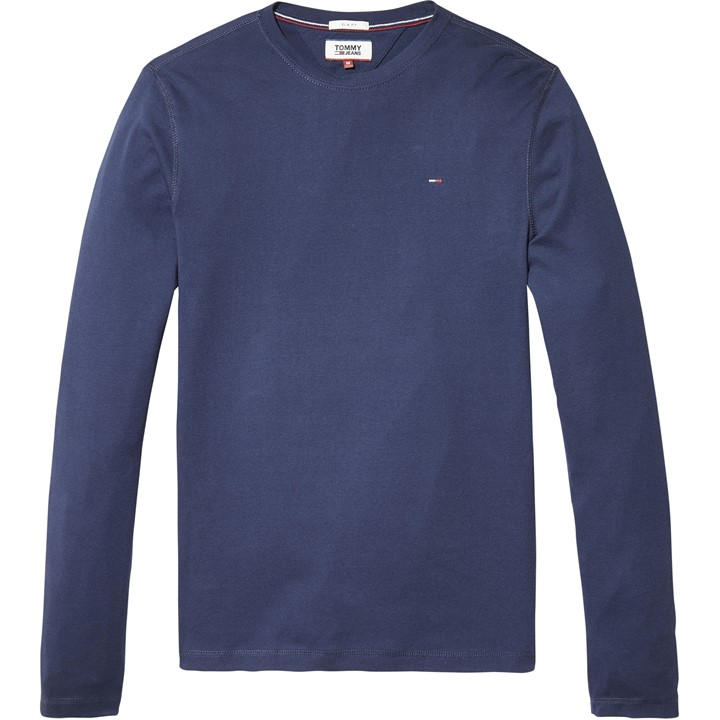 Tommy Jeans Men's Blue Original Long Sleeve T Shirt Medium