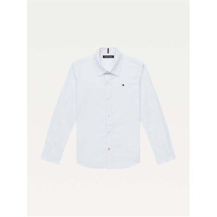 Tommy Hilfiger Boys White Solid Stretch Poplin Shirt L/S