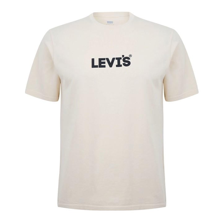 Levis Men's Beige Varsity Circle T-Shirt Large