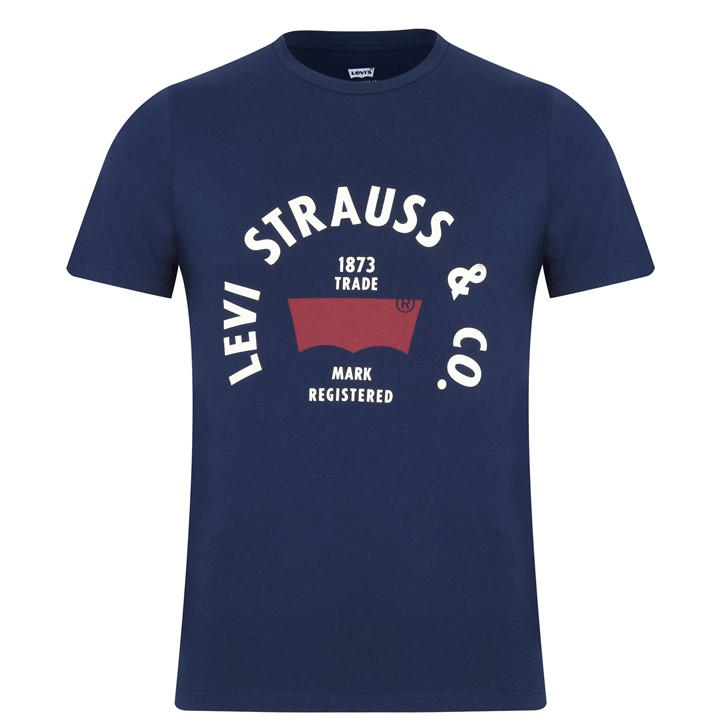 Levis Men's Blue Varsity Circle T-Shirt Extra Small