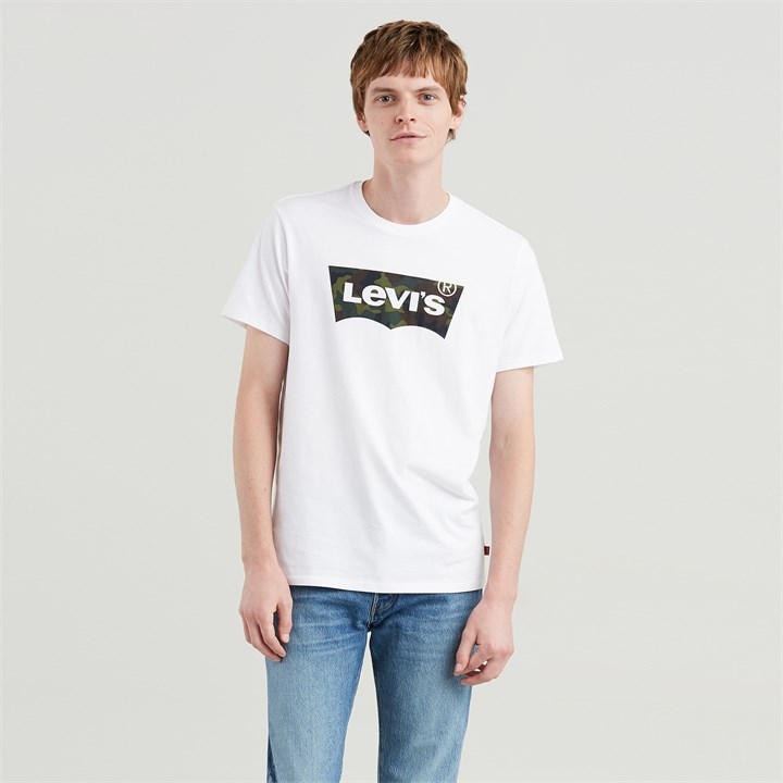 Levis Men's White Varsity Circle T-Shirt Small