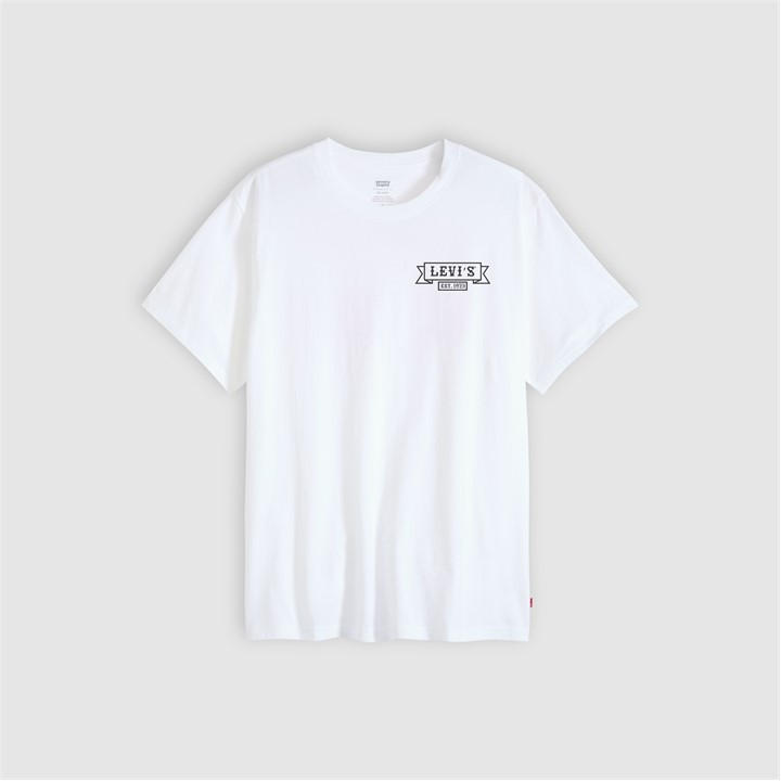 Levis Men's White Varsity Circle T-Shirt Extra Small