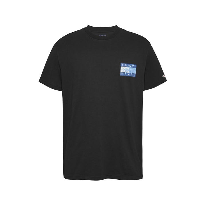 Tommy Jeans Mens Black Tjm Reg Rwb Flag Tee Ext - 2XL