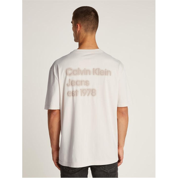Calvin Klein Jeans WASHED PUFF PRINT TEE - Beige