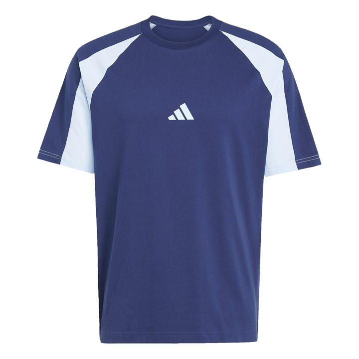 Adidas Men's Blue Seasonal Essentials Colorblock T-Shirt Medium