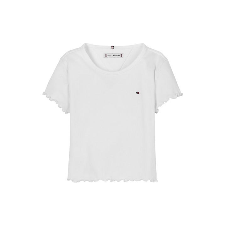 Tommy Hilfiger Girls White Essential Rib Top Ss Size 13