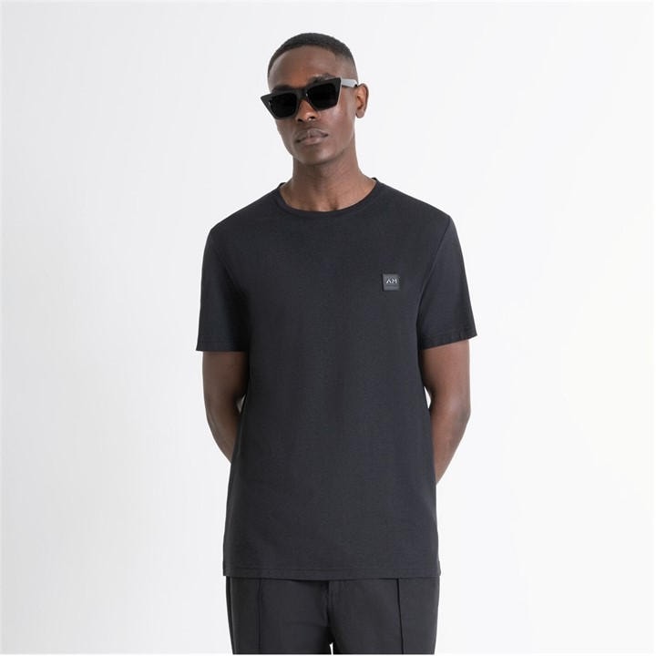 ANTONY MORATO T-SHIRT REGULAR FIT IN SUSTAINABLE VISCOSE BLEND FABRIC WITH METAL LOGO RUBBER PATCH