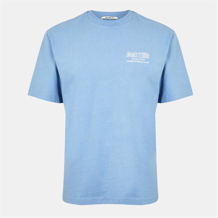 Jack Wills Men's Blue Outline T-Shirt Large