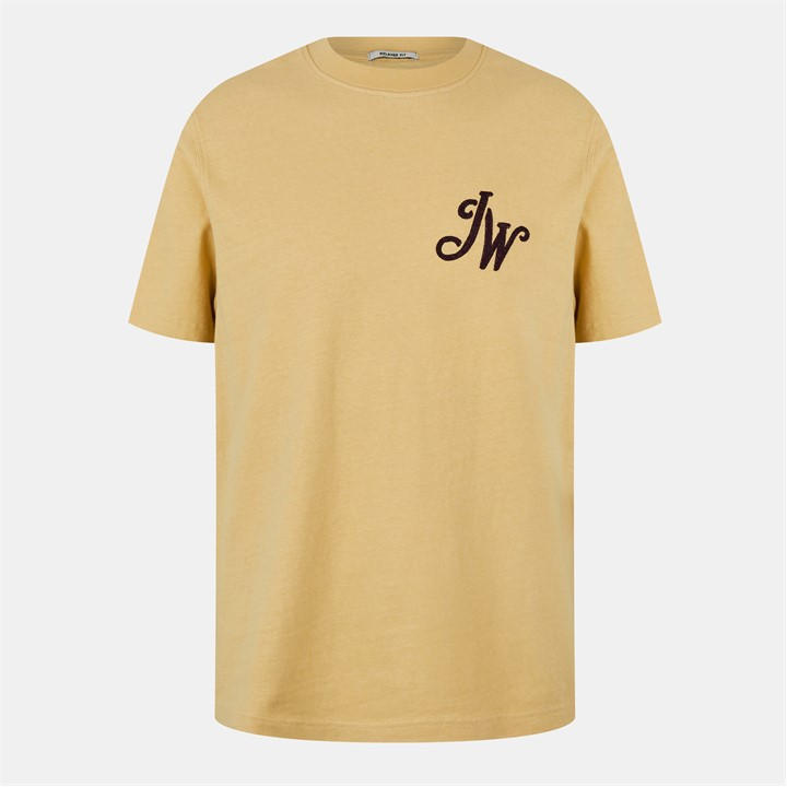 Jack Wills Men's Yellow Script Initial T-Shirt Medium