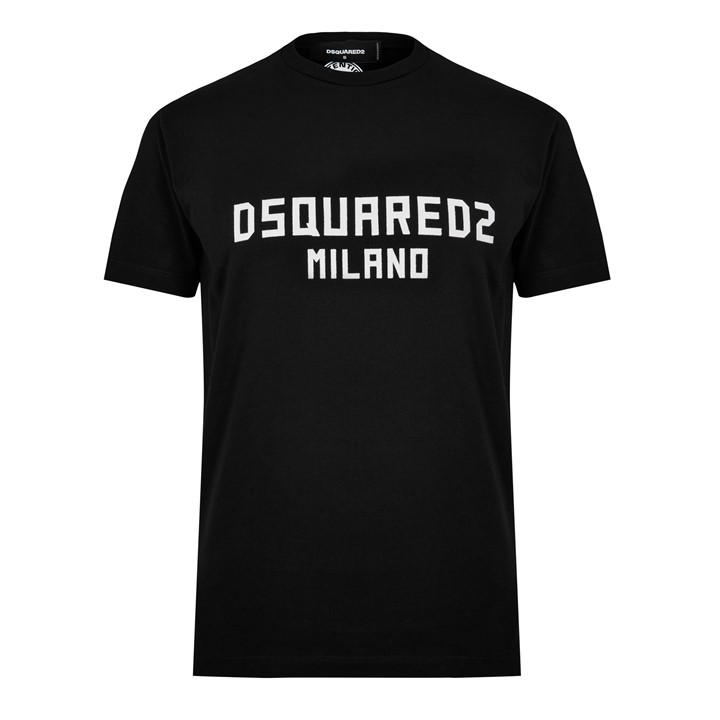 Dsquared2 Men's Black Milano Cool Fit Logo Print T-Shirt Extra Large