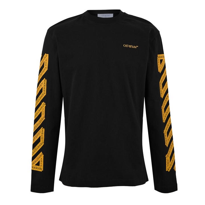 OFF-WHITE MEN'S TAPE LONG-SLEEVE T-SHIRT, BOLD BRANDING