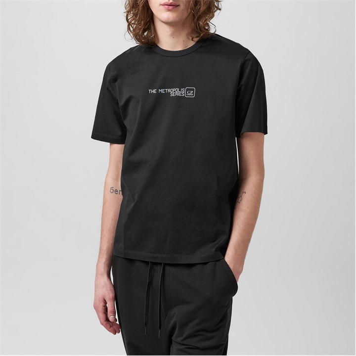 Cp Company Metropolis Back Logo Ts In Black