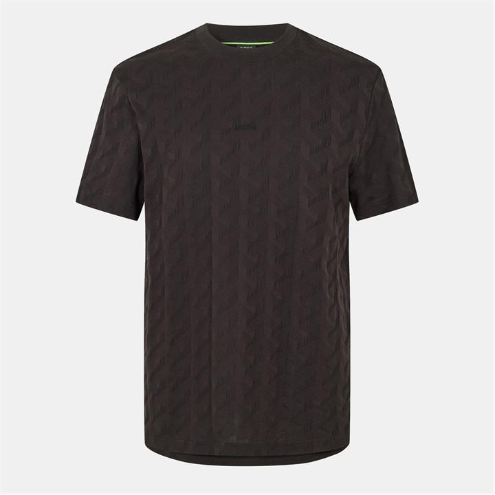 HUGO BOSS MEN'S HBG MIRROR T-SHIRT, DYNAMIC JACQUARD PATTERN