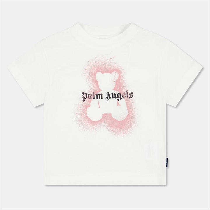 Palm Angels Unisex Kids White Palm Spray Bear Tee Jn54