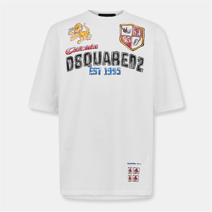 Dsquared2 Men's White Dsq Mult Logo T Sn54 Small