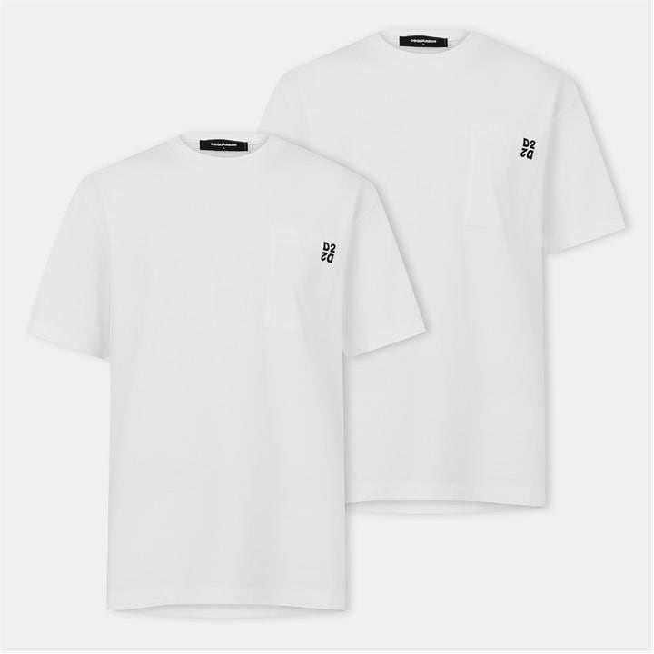 Dsquared2 Men's White Dsq D2 2Pk Tee Large