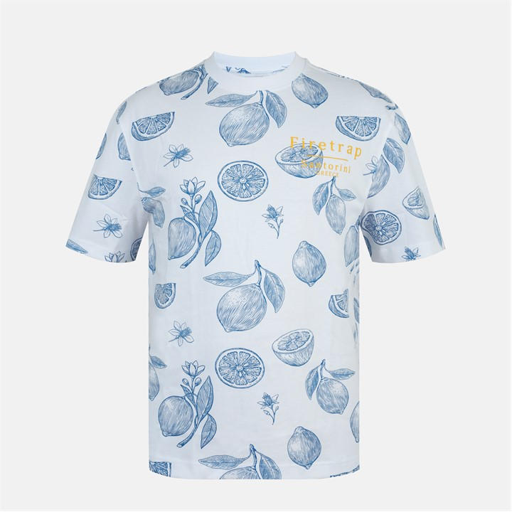 Firetrap Men's White Fruit Aop T Sn61 Medium