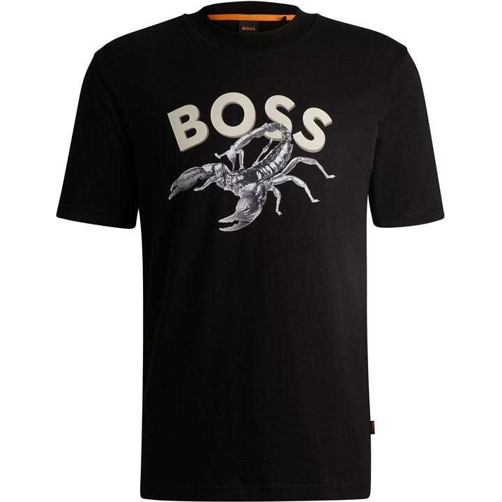 HUGO BOSS MEN'S FISH COTTON T-SHIRT, EYE-CATCHING GRAPHIC DESIGN