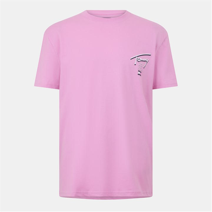 Tommy Jeans Men's Pink Back Print T-Shirt Extra Small
