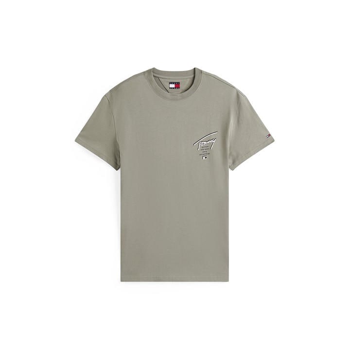 Tommy Jeans Men's Green Back Flag Logo T-Shirt