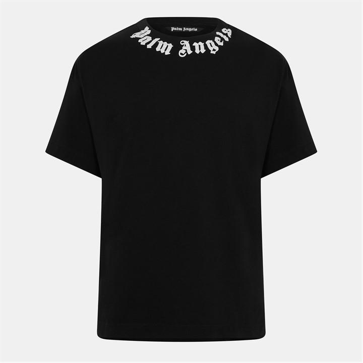 Palm Angels Men's Black Palm Neck Logo T Sn54 Extra Small