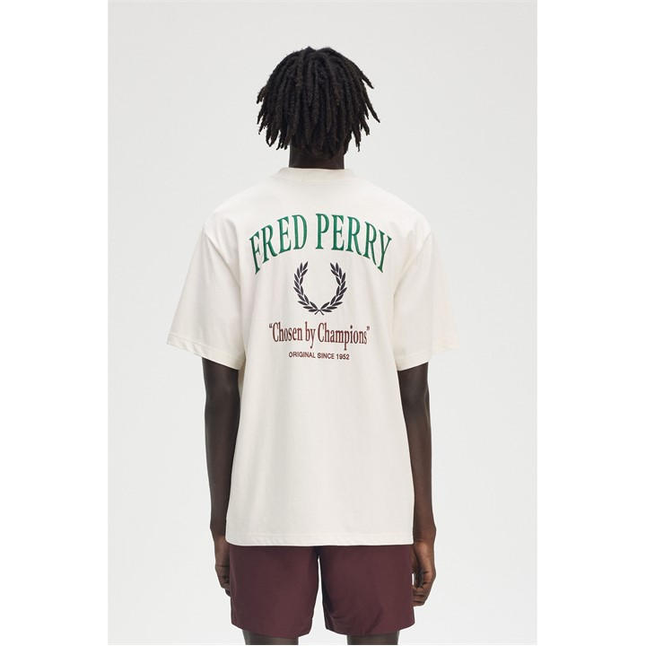 FRED PERRY EMBROIDERED CLUB BACKPRINT T-SHIRT