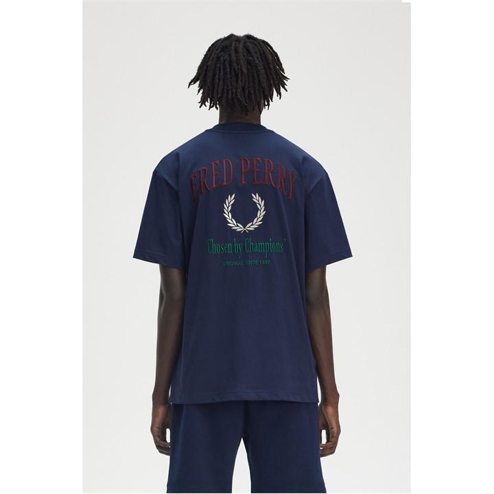 FRED PERRY EMBROIDERED CLUB BACKPRINT T-SHIRT