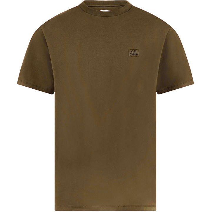 Cp Company Men's Green Regular Fit Basic T-Shirt Extra Large