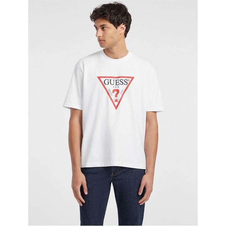 Guess Men's White Jeans Iconic Tee Medium