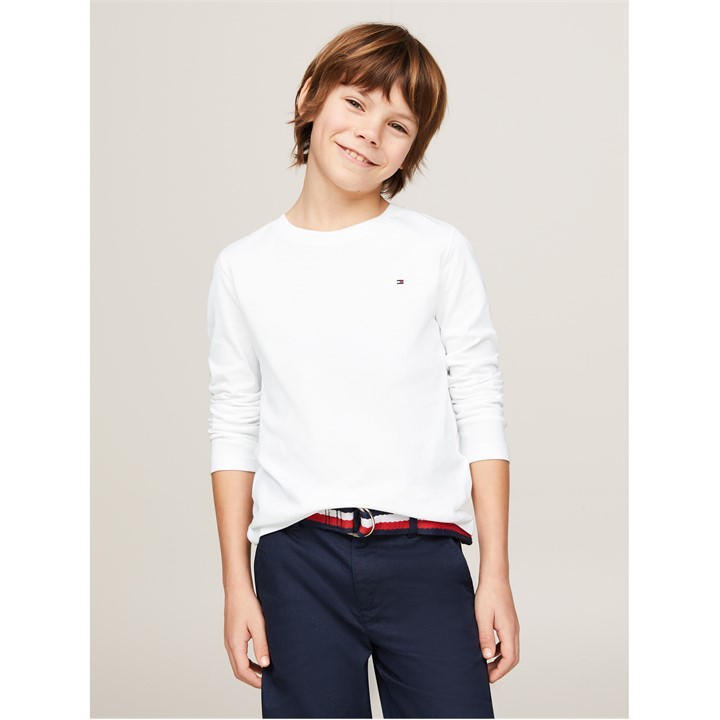 Tommy Hilfiger Boys White Basic Cn Knit L/S