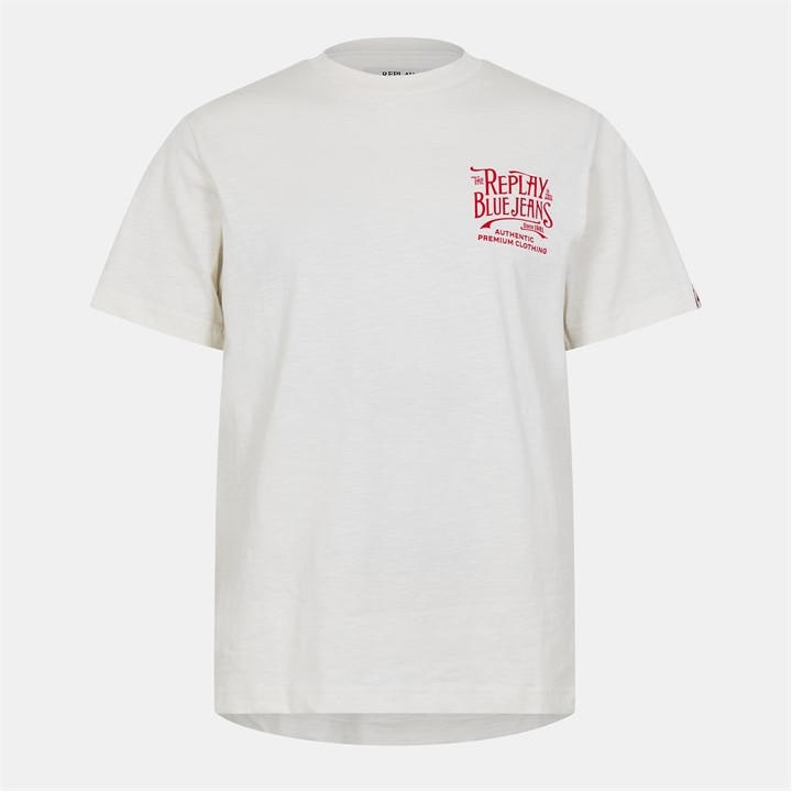 Replay Men's White Back Jeans T-Shirt Extra Large