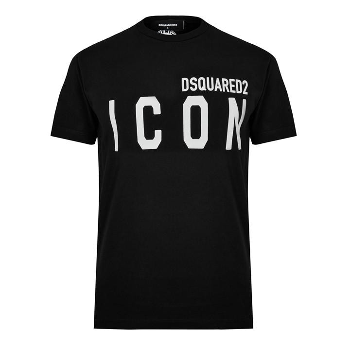 Dsquared2 Black Crewneck T-shirt With Maxi Logo Print On The Front