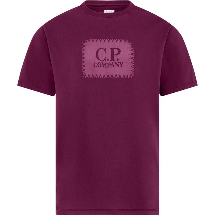 Cp Company Men's Purple Block Logo T-Shirt Extra Large
