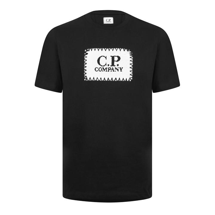 Cp Company Men's Black Block Logo T-Shirt Extra Small