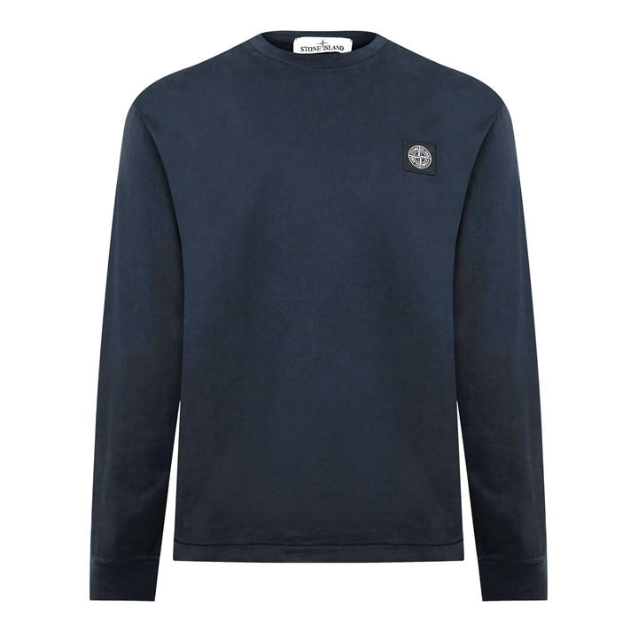 Stone Island Compass Patch Long Sleeve T-shirt In Blue