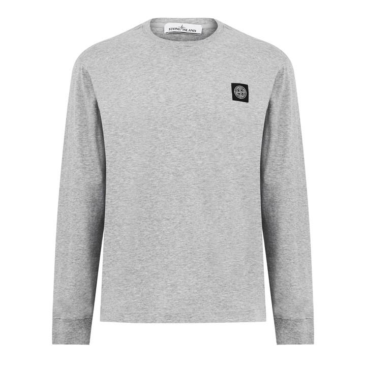 Stone Island Compass Patch Long Sleeve T-shirt In Gray
