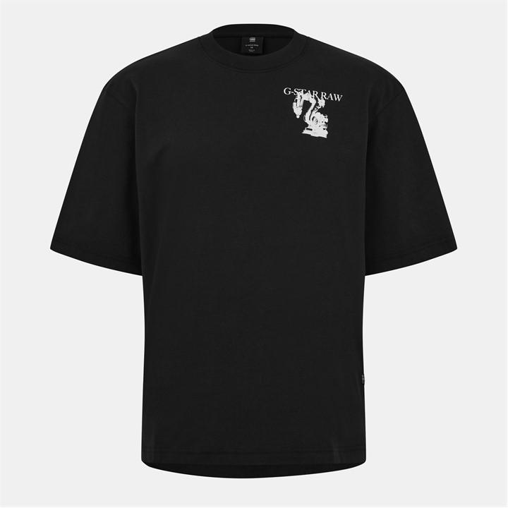 G Star Men's Black Industry Back Graphic Boxy T-Shirt Small