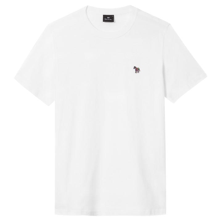 Ps Paul Smith Men's White Regular Fit Zebra Crew-Neck T-Shirt Small